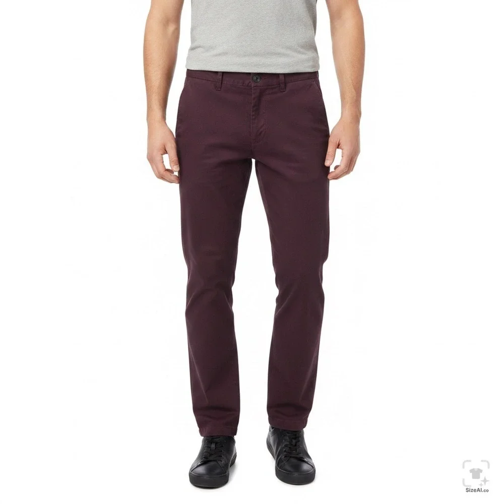 Banana Republic Mens 33x34 Burgundy Plum Aiden Slim Fit Chino Flat Front Pants